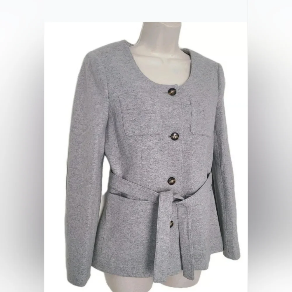 J. Crew Heather Gray Belted Jacket - Picture 1 of 12